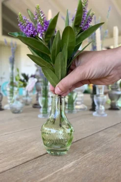 Cristina Oria Jarrones, Floreros Y Maceteros^Florero De Cristal Con Diseño Milán Verde Claro