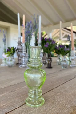 Cristina Oria Jarrones, Floreros Y Maceteros^Florero De Cristal Con Diseño Venecia Verde Claro Grande