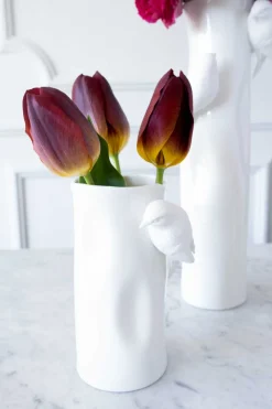 Cristina Oria Jarrones, Floreros Y Maceteros^Florero Porcelana Blanco Con Pájaros Pequeño
