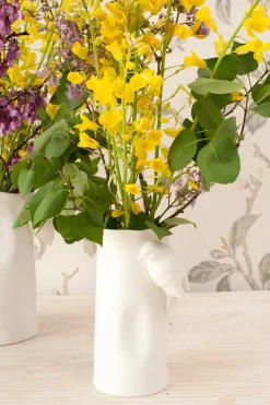 Cristina Oria Jarrones, Floreros Y Maceteros^Florero Porcelana Blanco Con Pájaros Pequeño