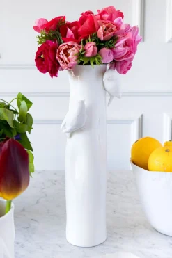 Cristina Oria Jarrones, Floreros Y Maceteros^Florero Porcelana Blanco Con Pájaros Mediano