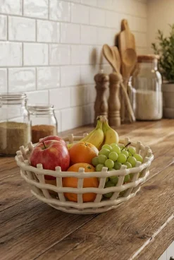 Cristina Oria Accesorios De Mesa^Frutero De Porcelana Diseño Trenzado Grande