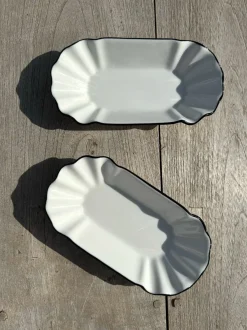 Cristina Oria Fuentes, Ensaladeras Y Cuencos^Fuente Blonda De Porcelana Blanca Con Filo Negro