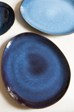 Cristina Oria Fuentes, Ensaladeras Y Cuencos^Fuente De Gres Con Filo Envejecido Azul