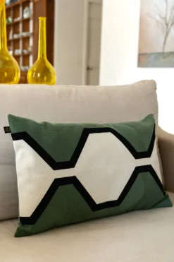 Cristina Oria Cojines^Funda Cojín Geométrica Verde De Algodón Rectangular
