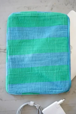 Cristina Oria Joyeros, Carteras Y Fundas|Otros Textil^Funda Para Portátil Rayas Azules Y Verdes