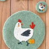 Cristina Oria Manteles Individuales^Individual De Fieltro Verde Con Diseño De Gallina