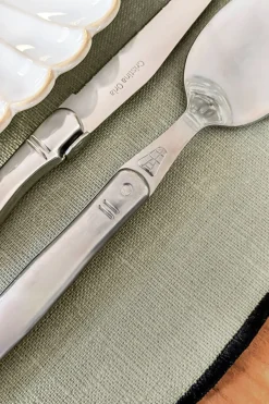 Cristina Oria Manteles Individuales^Individual De Lino Impermeable Verde Con Borde Negro