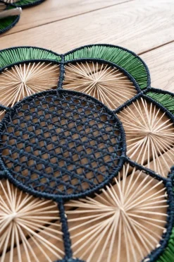 Cristina Oria Manteles Individuales^Individual Diseño Gardenia Verde Y Azul