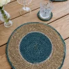 Cristina Oria Manteles Individuales^Individual Redondo de Seagrass Beige y Azul