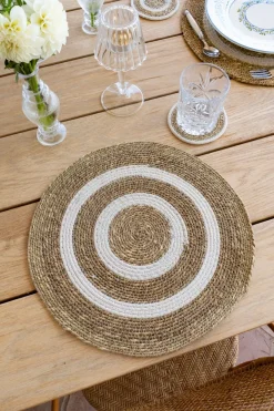 Cristina Oria Manteles Individuales^Individual Redondo de Seagrass Beige y Blanco