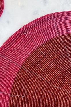 Cristina Oria Manteles Individuales|Platos Y Bajoplatos^Individual Rojo Bordado Con Cuentas