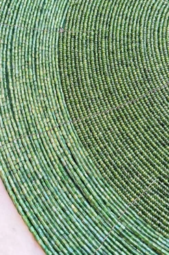 Cristina Oria Manteles Individuales|Platos Y Bajoplatos^Individual Verde Bordado Con Cuentas