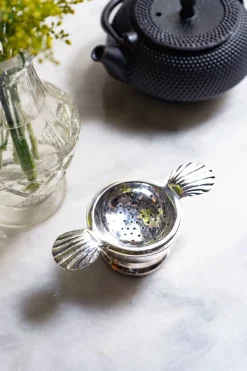 Cristina Oria Accesorios De Mesa^Infusor De Té Con Asas Con Diseño De Conchas Bañado En Plata