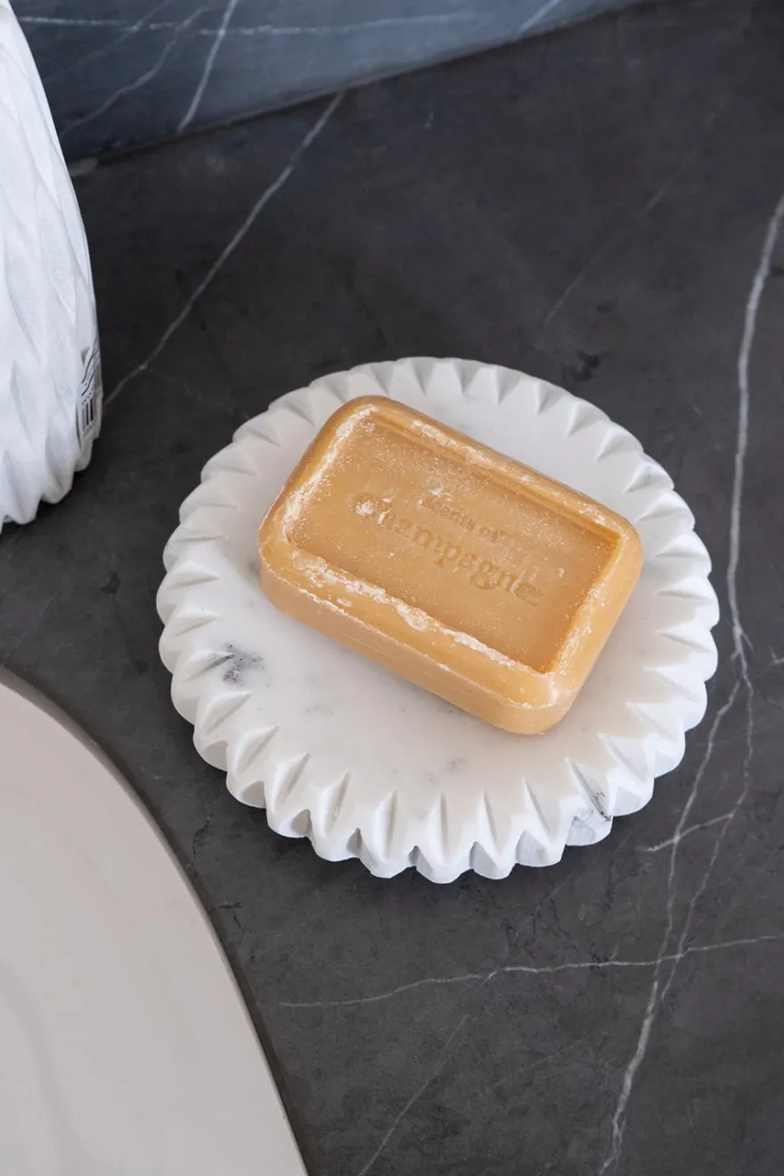 Cristina Oria Accesorios De Baño^Jabonera De Mármol Con Efecto Plisado