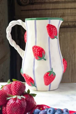 Cristina Oria Jarras Y Botellas^Jarra Blanca Diseño Fresas