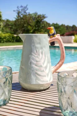 Cristina Oria Jarras Y Botellas^Jarra Verde Con Hoja Y Detalle Tucán