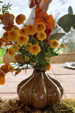 Cristina Oria Jarrones, Floreros Y Maceteros^Jarrón Artesanal Aurelia Marrón Esmaltado Oval