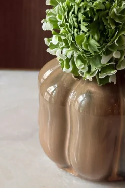 Cristina Oria Jarrones, Floreros Y Maceteros^Jarrón Artesanal Aurelia Marrón Esmaltado