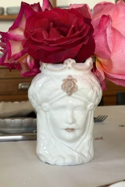 Cristina Oria Piezas Decorativas|Jarrones, Floreros Y Maceteros^Jarrón Busto Diseño Hindú Blanco