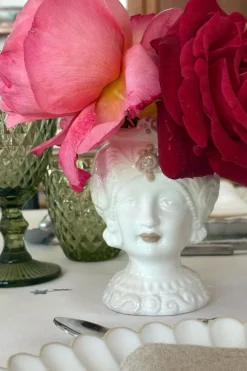 Cristina Oria Piezas Decorativas|Jarrones, Floreros Y Maceteros^Jarrón Busto Diseño Hindú Blanco