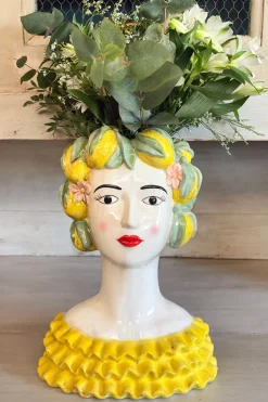 Cristina Oria Piezas Decorativas|Jarrones, Floreros Y Maceteros^Jarrón Busto Lady Limones De Porcelana