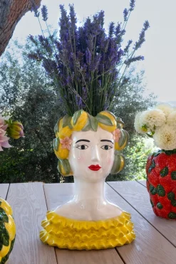 Cristina Oria Piezas Decorativas|Jarrones, Floreros Y Maceteros^Jarrón Busto Lady Limones De Porcelana
