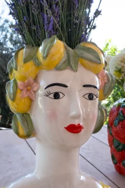 Cristina Oria Piezas Decorativas|Jarrones, Floreros Y Maceteros^Jarrón Busto Lady Limones De Porcelana