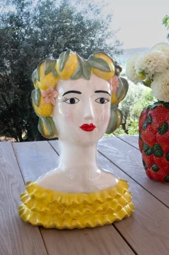 Cristina Oria Piezas Decorativas|Jarrones, Floreros Y Maceteros^Jarrón Busto Lady Limones De Porcelana