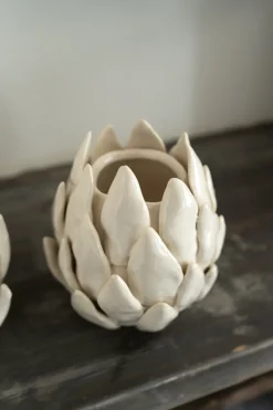 Cristina Oria Jarrones, Floreros Y Maceteros^Jarrón Con Diseño De Alcachofa Blanco Pequeño