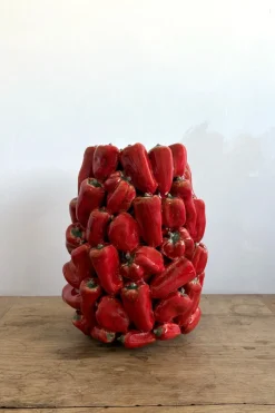 Cristina Oria Jarrones, Floreros Y Maceteros^Jarrón Con Diseño De Pimientos Rojos Grande