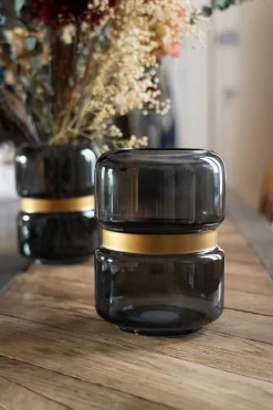 Cristina Oria Jarrones, Floreros Y Maceteros^Jarrón De Cristal Con Franja Dorada