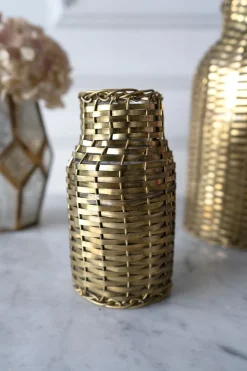 Cristina Oria Jarrones, Floreros Y Maceteros^Jarrón De Cristal Trenzado En Oro Viejo