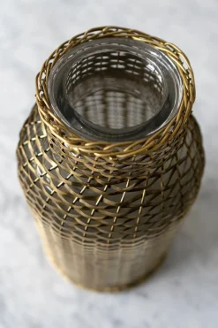 Cristina Oria Jarrones, Floreros Y Maceteros^Jarrón De Cristal Trenzado En Oro Viejo Grande