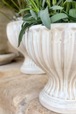Cristina Oria Jarrones, Floreros Y Maceteros^Jarrón Diseño Copa De Porcelana Blanco Roto