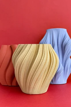 Cristina Oria Jarrones, Floreros Y Maceteros^Jarrón Irregular Efecto 3D Azul Alto