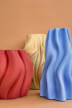 Cristina Oria Jarrones, Floreros Y Maceteros^Jarrón Irregular Efecto 3D Azul