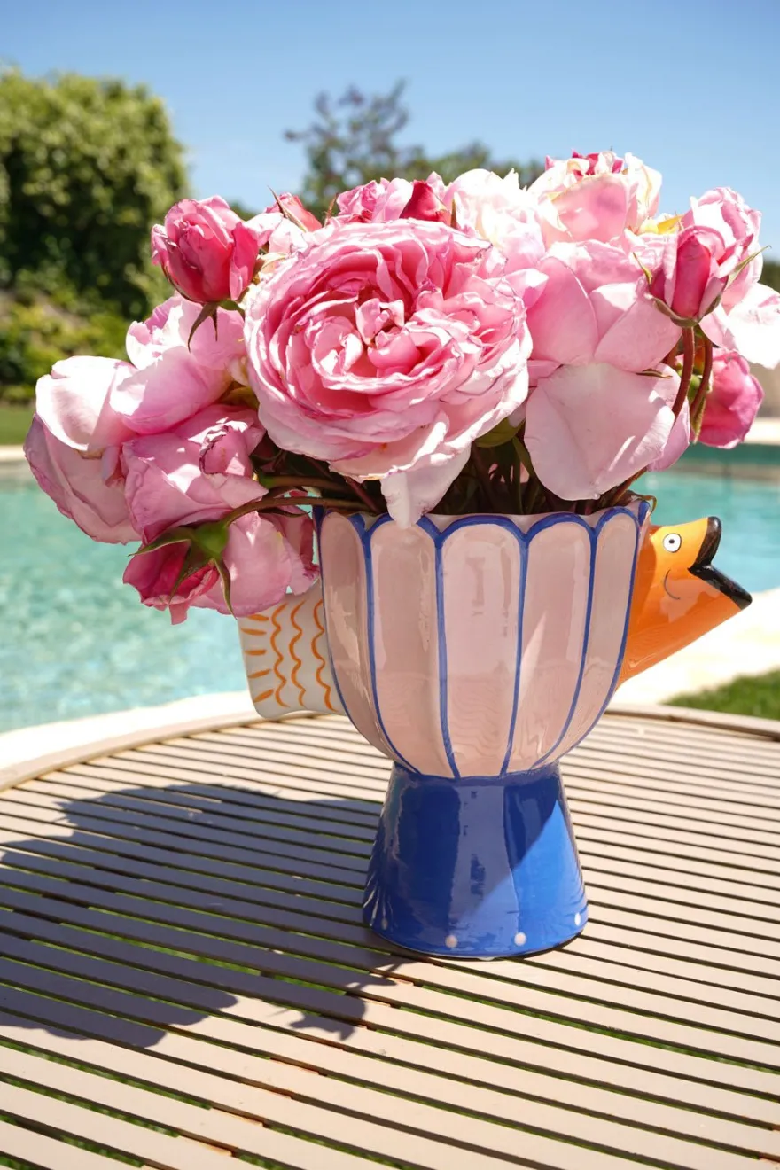 Cristina Oria Jarrones, Floreros Y Maceteros|Piezas Decorativas^Jarrón Rosa Con Pez Naranja