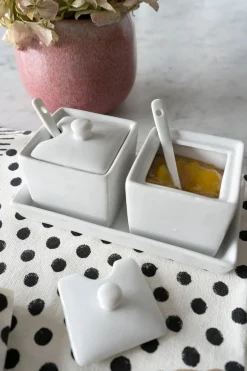 Cristina Oria Accesorios De Mesa^Juego 3 Piezas Cerámica Blanca