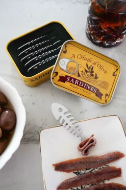 Cristina Oria Cubiertos De Aperitivo^Lata Con Tenedores Para Aperitivos Con Forma De Sardinas