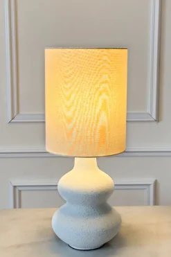 Cristina Oria Lámparas^Lámpara De Mesa De Cerámica Crema Con Pantalla De Lino