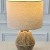 Cristina Oria Lámparas^Lámpara De Mesa De Cuerdas De Papel Trenzado Con Pantalla De Lino