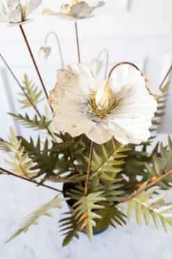 Cristina Oria Piezas Decorativas^Maceta Con Amapolas Blancas De Metal