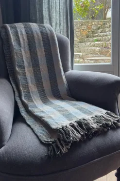 Cristina Oria Otros Textil^Manta Con Diseño De Cuadros Verde Y Azul