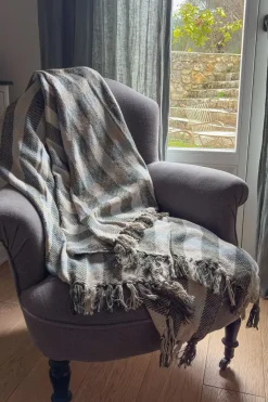 Cristina Oria Otros Textil^Manta Con Diseño De Cuadros Verde Y Azul