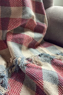 Cristina Oria Otros Textil^Manta Con Diseño De Cuadros Roja Y Azul