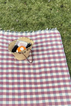 Cristina Oria Otros Textil^Manta Con Diseño De Cuadros Roja Y Azul