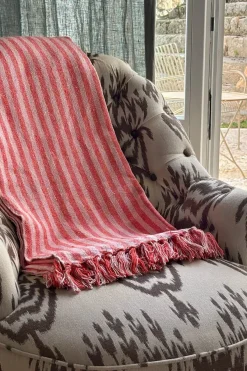 Cristina Oria Otros Textil^Manta Con Diseño De Rayas Roja