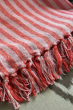 Cristina Oria Otros Textil^Manta Con Diseño De Rayas Roja