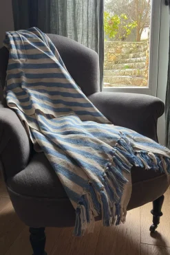 Cristina Oria Otros Textil^Manta Con Diseño De Rayas Azul